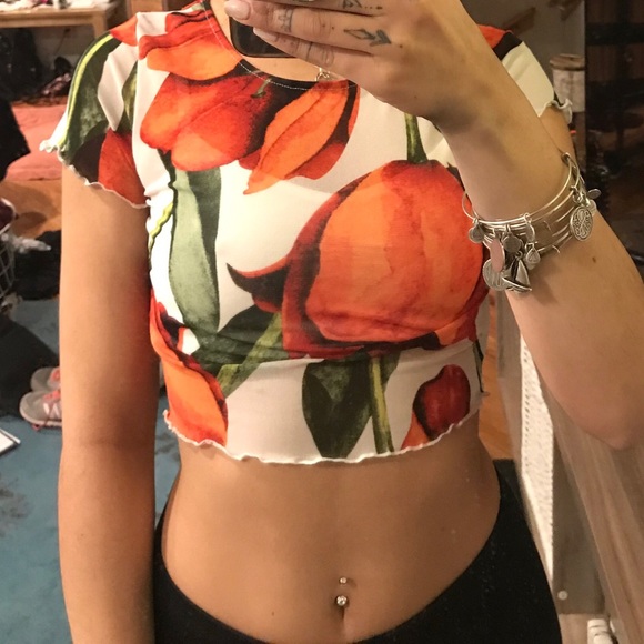 FASHION NOVA FLORAL SHEER CROP TOP - Picture 2 of 3